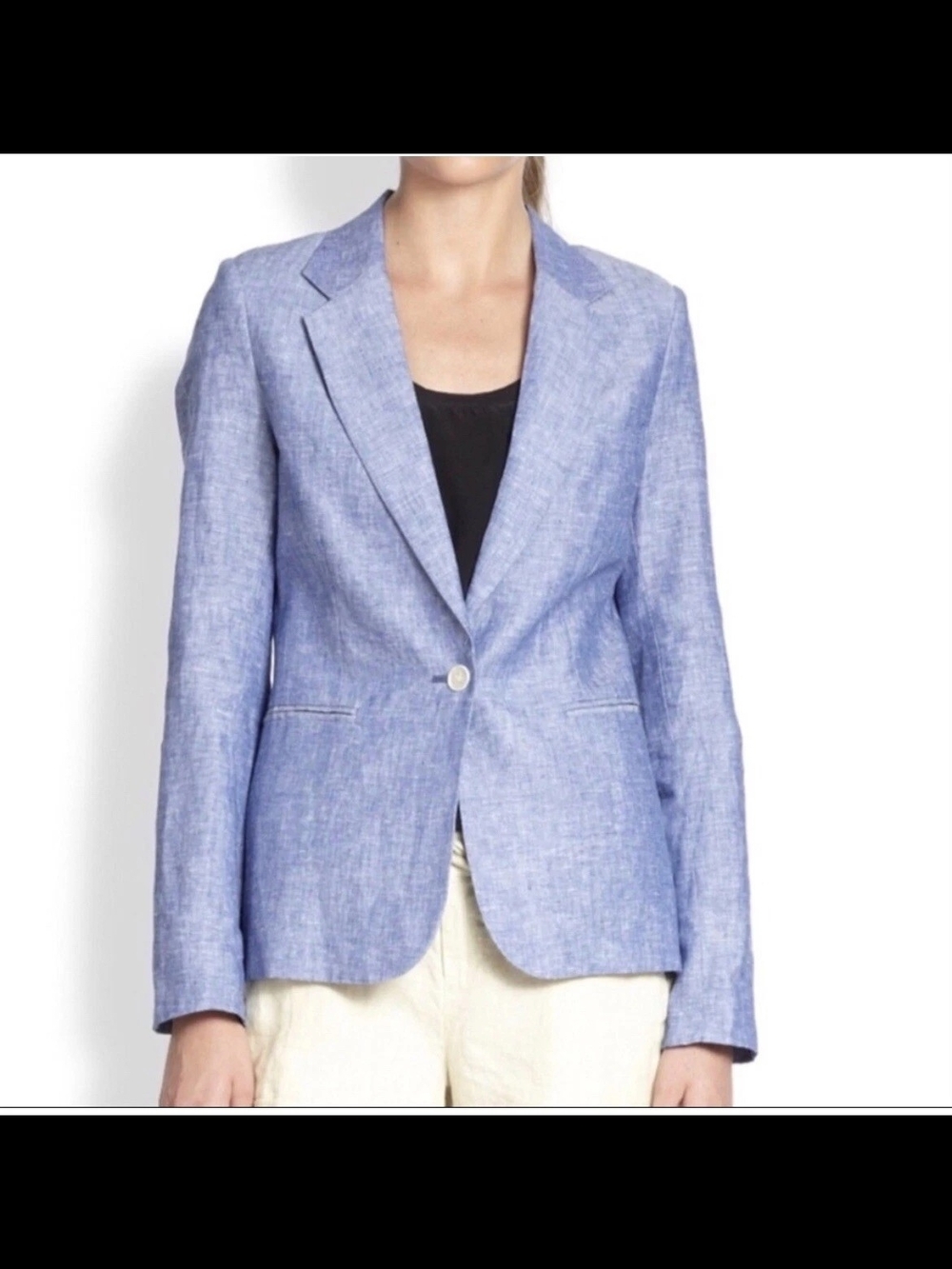 Joie Light Periwinkle Single-Button Linen Blazer